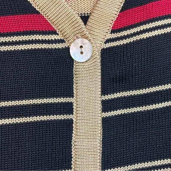 Vintage Y2K Kasper A.S.L. 100% Silk Striped Cardigan Button Pinstriped  Size M - Picture 4 of 16